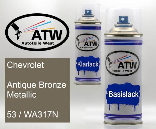 Chevrolet, Antique Bronze Metallic, 53 / WA317N: 400ml Sprühdose + 400ml Klarlack - Set, von ATW Autoteile West.